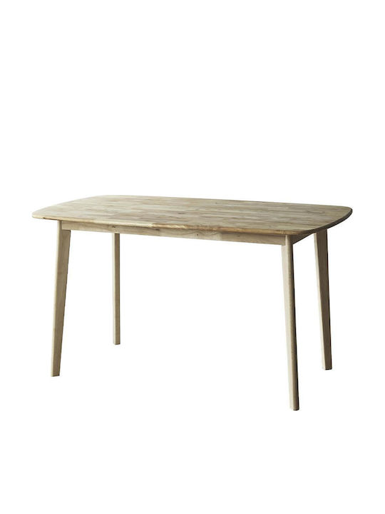 Τραπέζι Κουζίνας από Μασίφ Ξύλο Natural 135x80x75εκ.