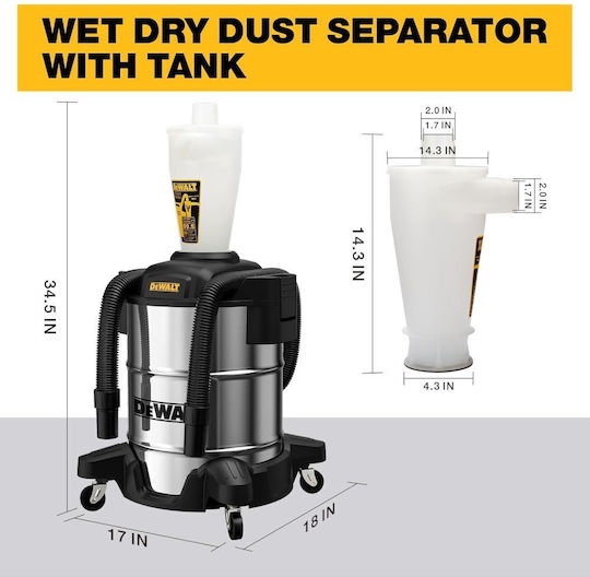 Dewalt Dxvcs003 Cyclonic Dust Separator Stainless Steel Bin 38L