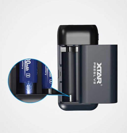 XTAR USB Φορτιστής 2 Μπαταριών Li-ion Μεγέθους 18650/21700