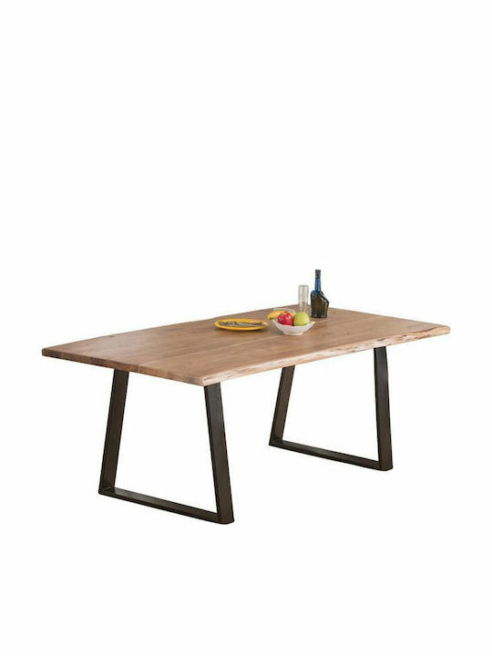 Lizard Slim Tisch Speisesaal aus Massivholz & Metall Natürlich 160x90x75cm