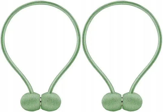Magnetic Curtain Tie-Backs Set 2 Pieces Decorative Clips Strong Magnet 45cm Green
