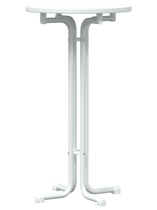 Round Table Bar Collapsible Wooden with Metal Frame White 60x60x110cm