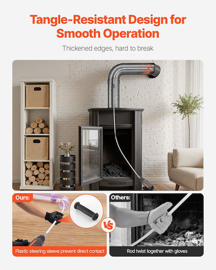 Vevor Chimney Cleaning Set Extendable Up To 7 M 2 Brush Heads Protective Glasses Square Rectangular Arched Chimneys Sstycqstj26y83uzw001v0