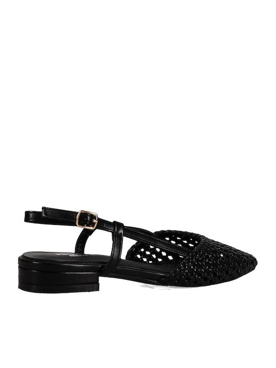 Γυναικείες Μπαλαρίνες Slingback με Λουράκι σε Μαύρο Χρώμα