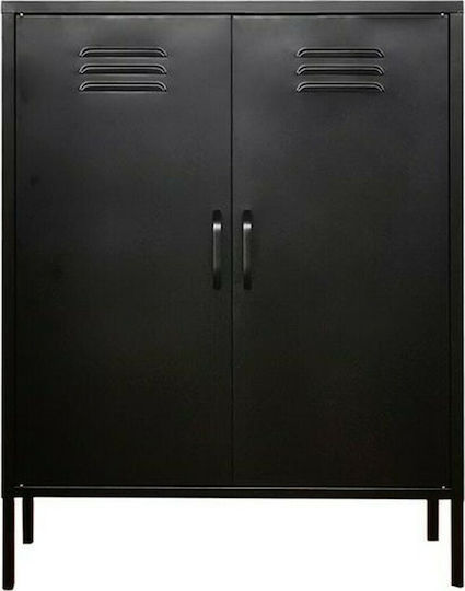 Zweiflügeliger Schrank Metallisch mit 2 Regale Μαύρo 80x40x102cm