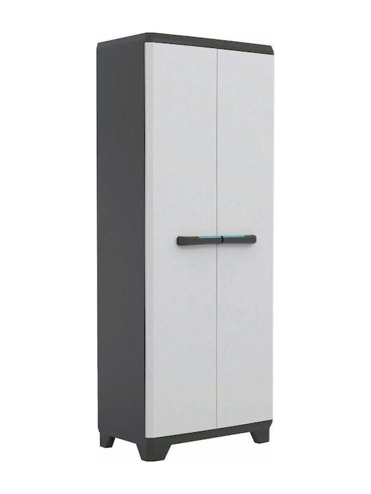 Zweiflügeliger Schrank Linear Utility Kunststoff mit Trennwand & 3 Regale With Partition 68x39x173cm