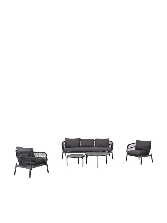 Set Cameră De Zi Pentru Exterior 5 Piese Gri Cu Perne