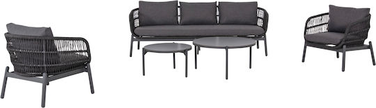 Garten- und Outdoor-Möbelsets Wohnzimmer Typsatz 5 Stück Grau mit Kissen Garten- und Outdoor-Möbelsets Wohnzimmer Typsatz 5 Stück Grau mit Kissen