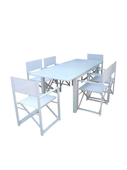 Garten- und Outdoor-Möbelsets Speisesaal 7 Stück Weiß