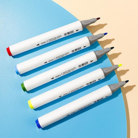 Deli Drawing Markers 1mm Thin Double-Tipped Set 48 Colours