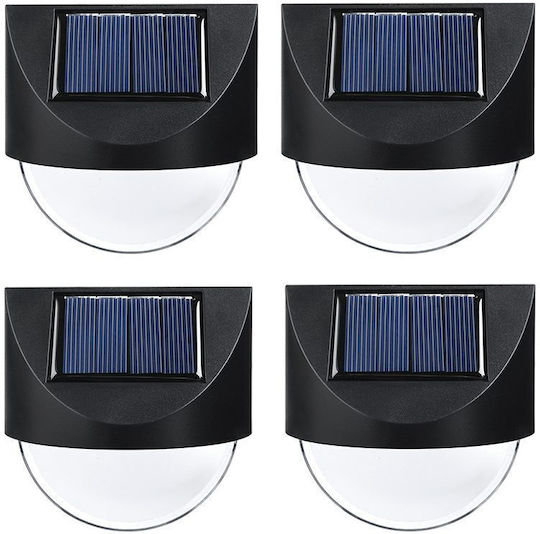 Set 4 Lămpi Solare de Perete 1.2W 10lm Alb Cald 3000K cu Senzor de Mișcare și Fotocelulă IP65 8.8x8.5cm