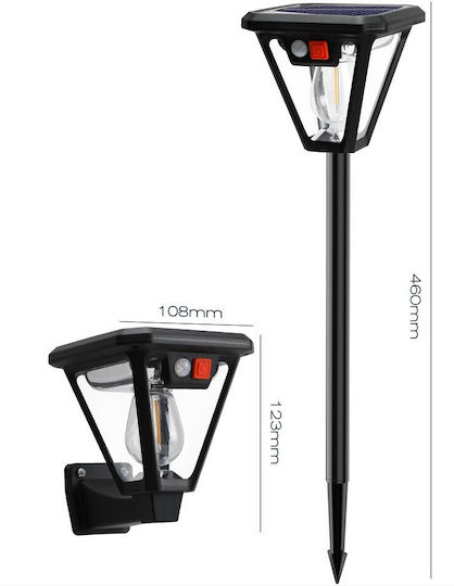 Lampa Solară de Perete Lanternă 10W 3000lm Alb Cald 3000K cu Senzor de Mișcare IP44 10.8x12.3x46cm