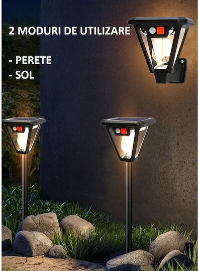 Lampa Solară de Perete Lanternă 10W 3000lm Alb Cald 3000K cu Senzor de Mișcare IP44 10.8x12.3x46cm