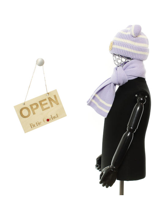 Set Căciuliță Pentru Copii Cu Fular Tricotat Violet