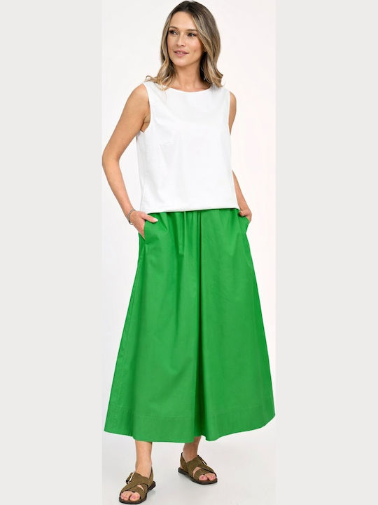 Pantaloni Dama Din In Cu Pantaloni Evazati Fit Relaxed Verde