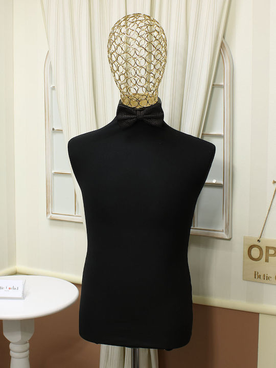 Set 3 Piese Cravată Papillon Butoni De Manșetă Batistă Bărbați Imprimeu Cu Puncte Negru Setp230