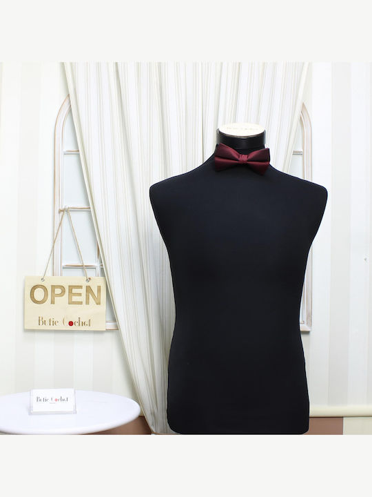 Papion Bărbați ButicCochet Material Sintetic 7x12 Cm Model Cu Buline Bordo Pap318