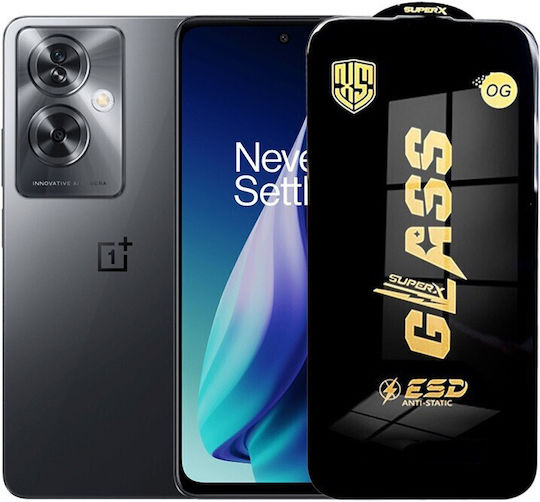 Folie Protectie OnePlus Nord N30 SE Flippy ESD Sticla Temperata Margini Negre Rezistenta La Zgarieturi Antistatica 0.35 Mm Transparenta