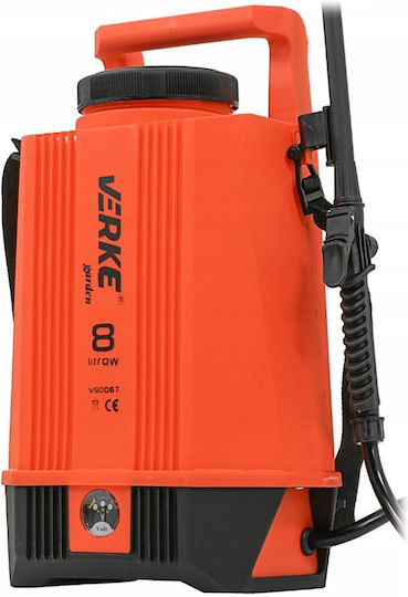 Verke Pulverizator cu Presiune 12V cu Baterie 1.3Ah cu Capacitate 8l 4bar în Culoare Verde