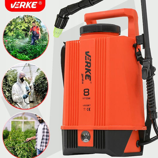 Verke Pulverizator cu Presiune 12V cu Baterie 1.3Ah cu Capacitate 8l 4bar în Culoare Verde
