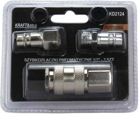 Pneumatic Quick Connect Fittings Kraft&dele Kd2124 ¼" ½" 3 Pieces