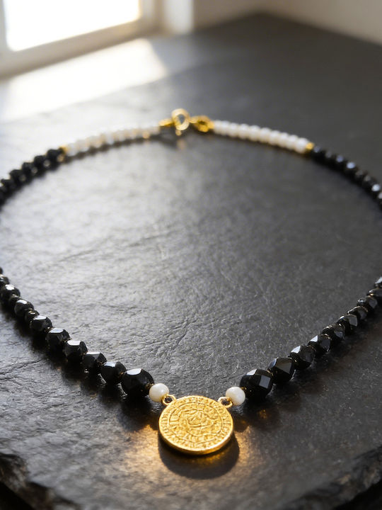Vergoldete Silberschmuck Halskette Schwarz