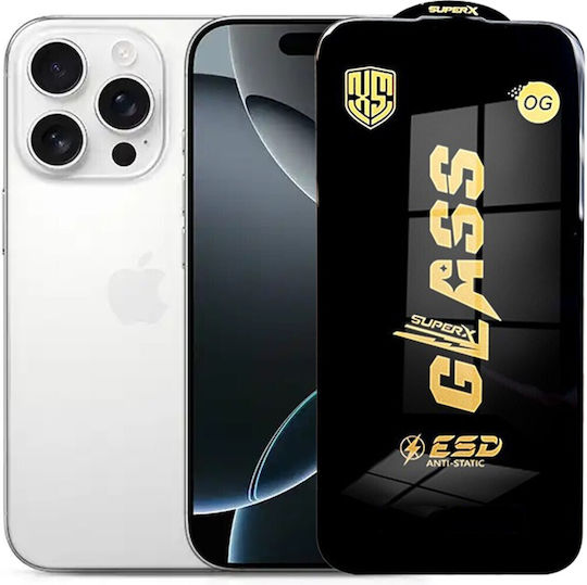 0.35mm Tempered Glass Negru (iPhone 17 Pro Max / iPhone 16 Pro Max)
