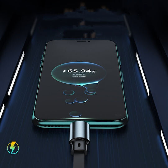 3in1 Retractable Cable Phone Flippy 100w Fast Charging Cable Mecha Style Suitable Car Universal 1.2m Black