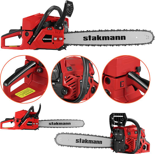 Stakmann Αλυσοπρίονο Βενζίνης 52cc 5.5kg με Λάμα 50cm και Easy Start