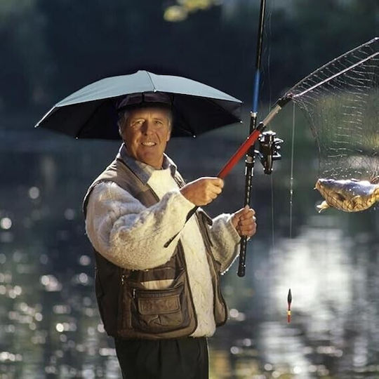 Umbrelă de Cap Flippy Diametru 69 Cm Bandă Elastică Protecție Împotriva Ploii și UV Albastru Ceață