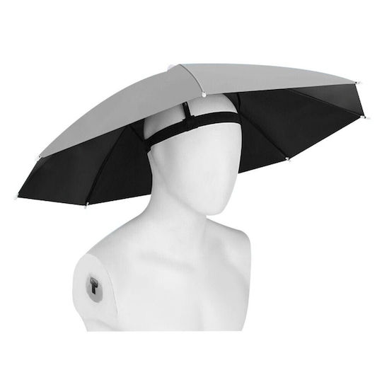 Umbrelă Tip Șapcă Flippy Diametru 69 Cm Bandă Elastică Pentru Cap Protecție Uv Ploaie Gri