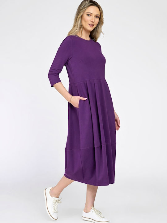 Midi Damenkleid Gestrickt Lila