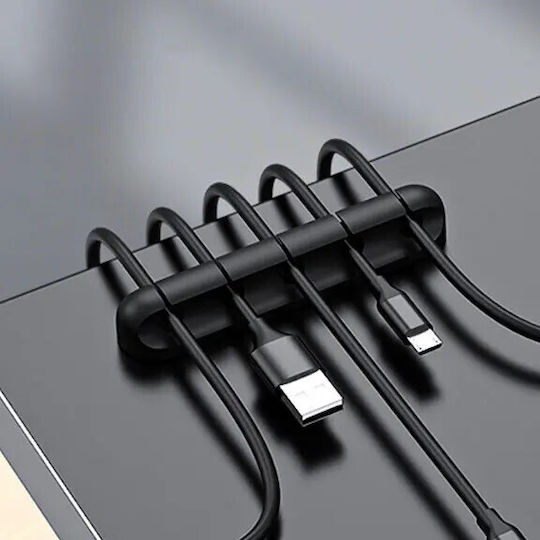 Kabelclips Flippy Selbstklebend Multifunktional 5 Unterstützungsslots 9,6x2,2cm Schwarze