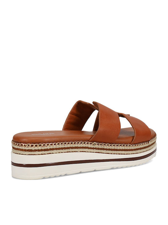Damen Flache Sandalen Flatforms Tabac Braun