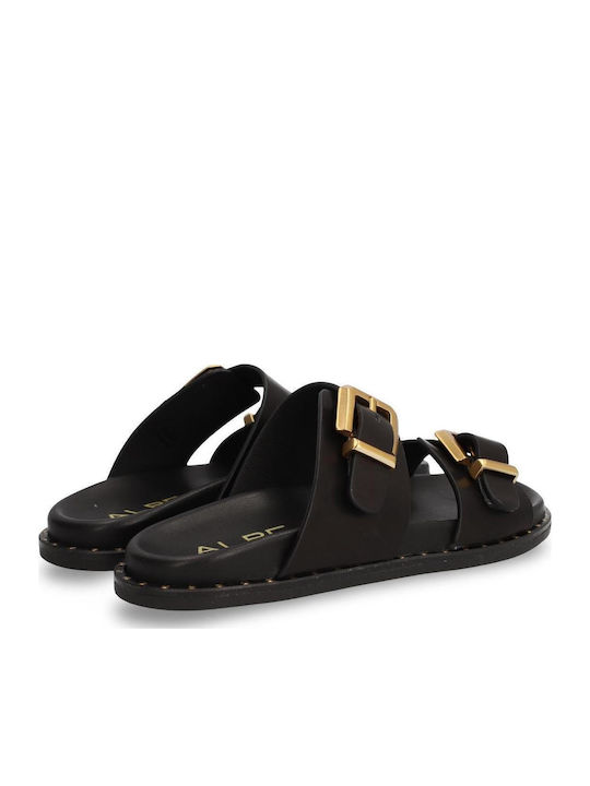 Dermatina Flache Sandalen für Damen Schwarz