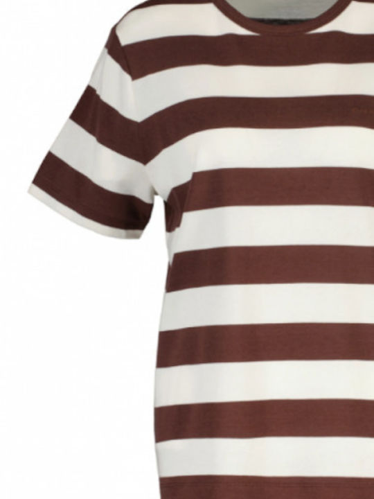 Women's Striped Brown T-shirt