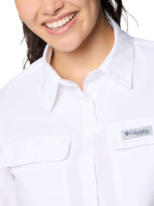 Pfg Women's Summer Short Sleeve White Blouse