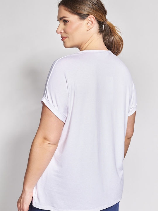 Bluza Damă Polo Mâneci Scurte Albă