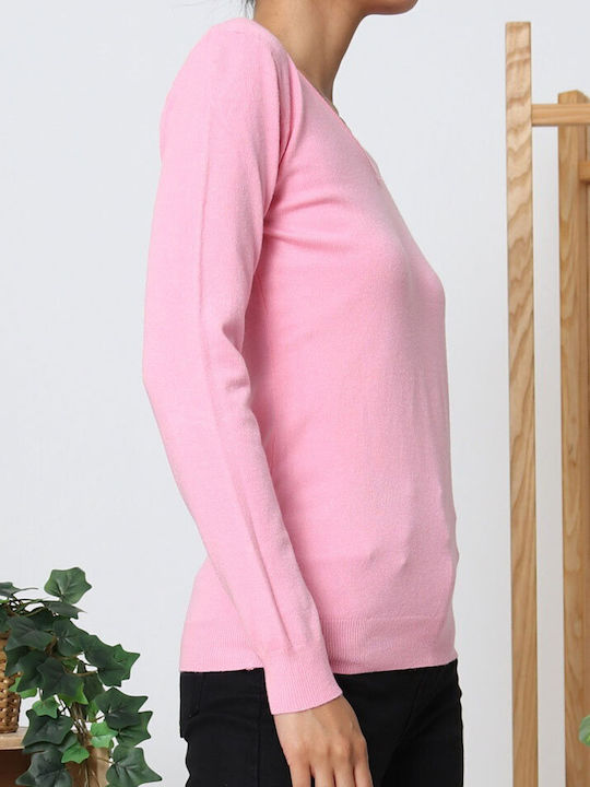 Damen Bluse mit V-Ausschnitt Rosa