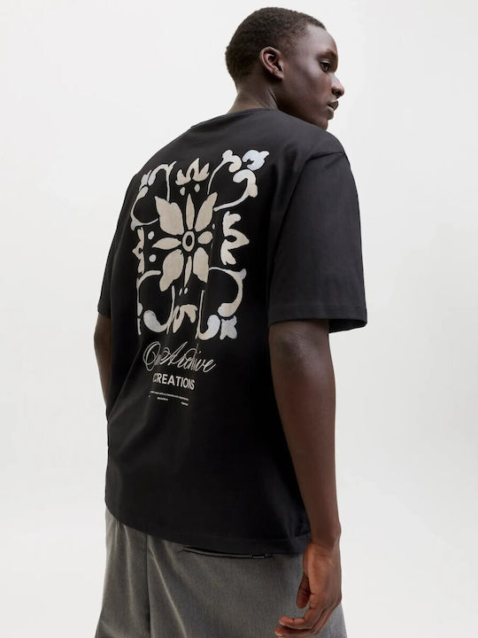 Jack & Jones Tricou Cu Guler Rotund Negru