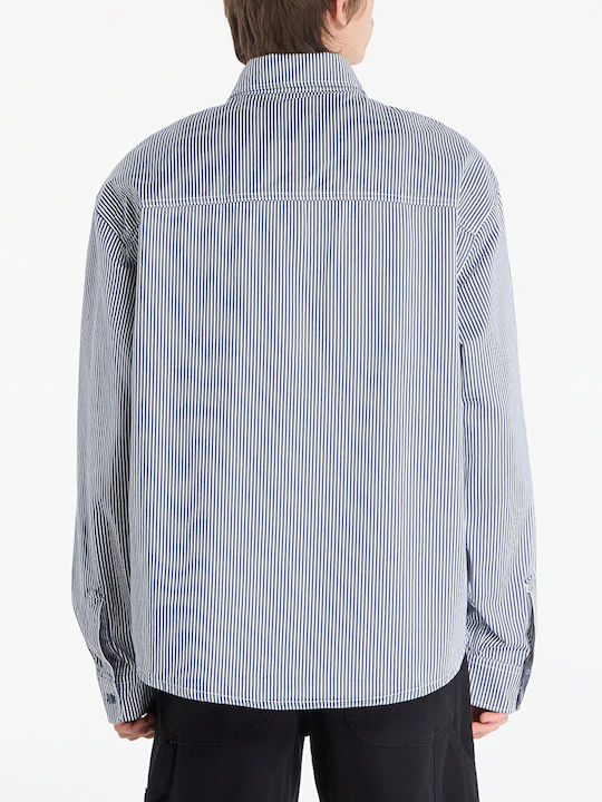Work Shirt Μακρυμάνικo Βαμβακερό Πουκάμισο Ριγέ Μπλε