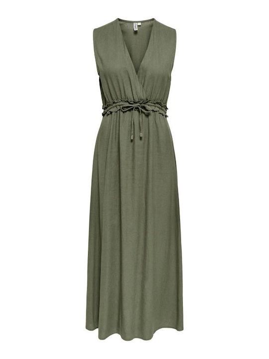 Only Sommer Maxi Wickel Kleid Smokey Olive