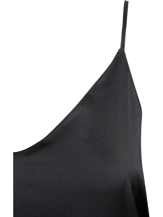 Sommer Maxi Abendkleid Slip Dress mit Tränen Schwarz