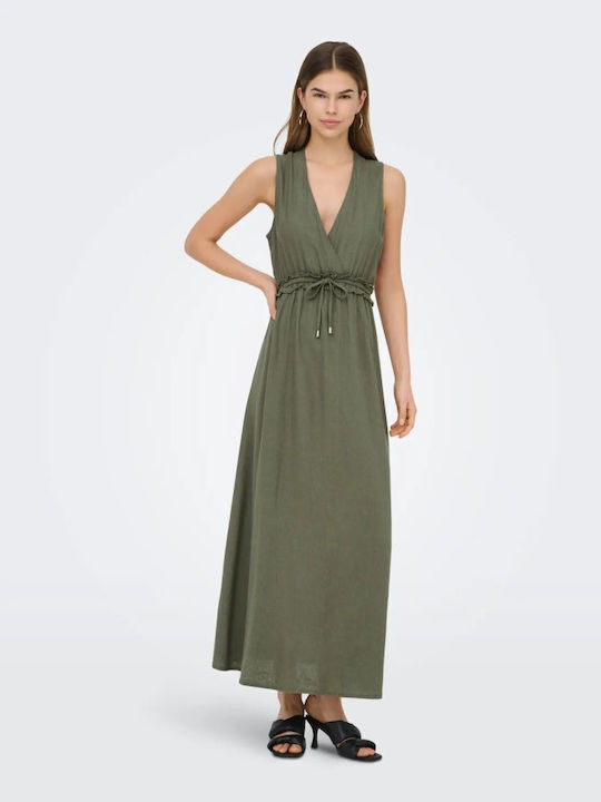 Summer Maxi Wrap Dress Smokey Olive
