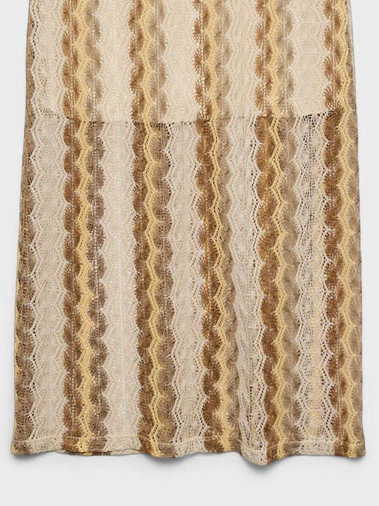 Summer Midi Dress with Tearing Beige