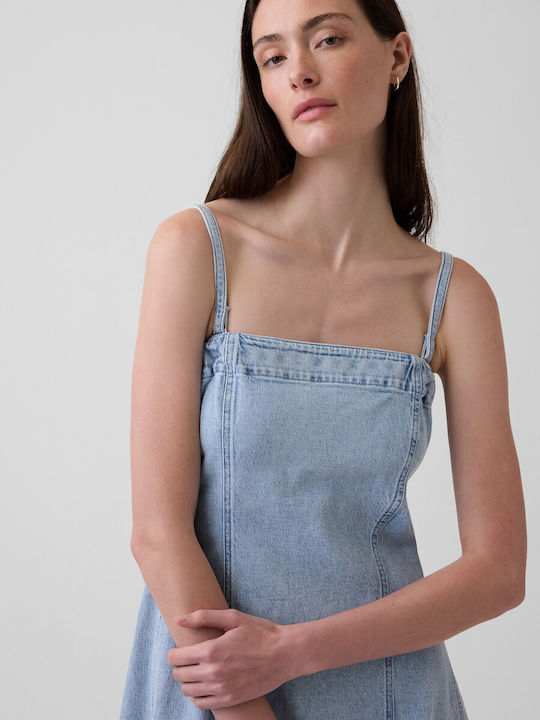 Sommer Midi Damenkleid Denim Blau