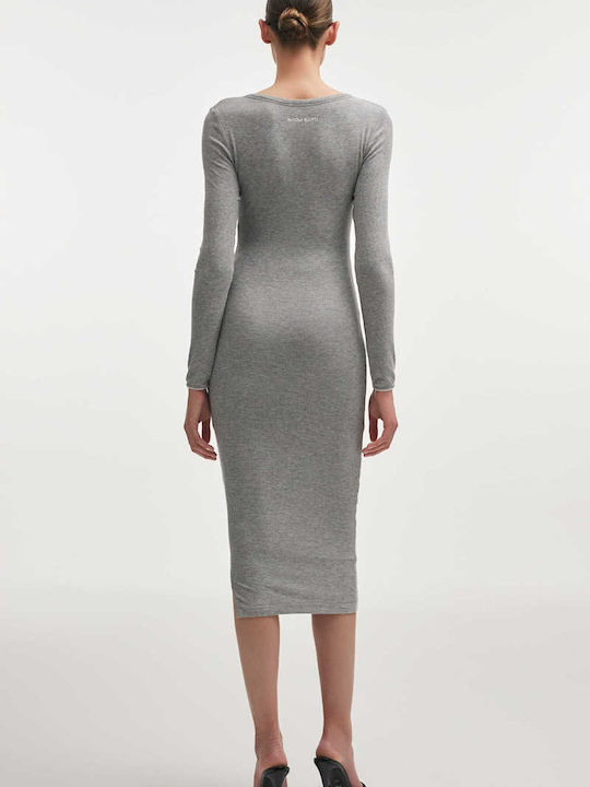 Midi Abend Hemdkleid Grau