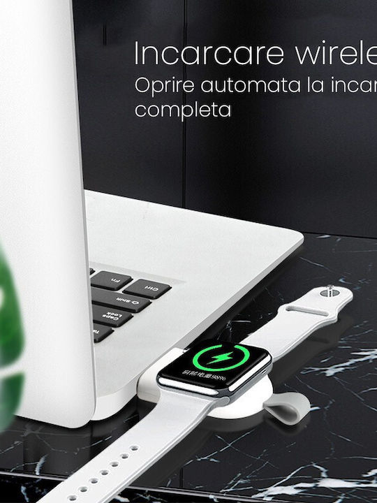 Încărcător Wireless Smartwatch Flippy Compatibil Apple Iwatch 1-9 Magnetic Port Usb-a Fără Cablu Direct La Dock Computer Negru