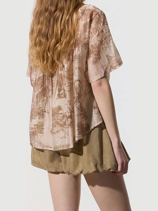 Short Sleeve Women's Shirt Brown