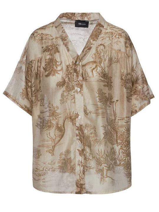 Short Sleeve Women's Shirt Brown